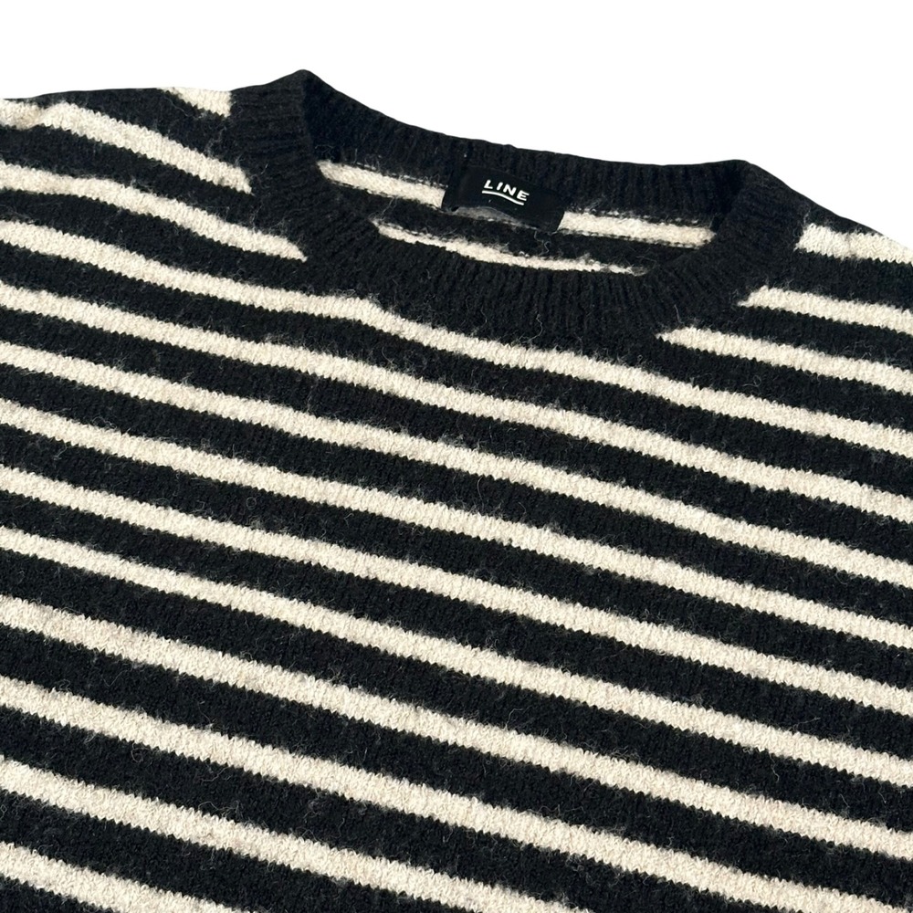 Line‎ The Label Black White Striped Crewneck Sweater Women's M/L Classic Knit